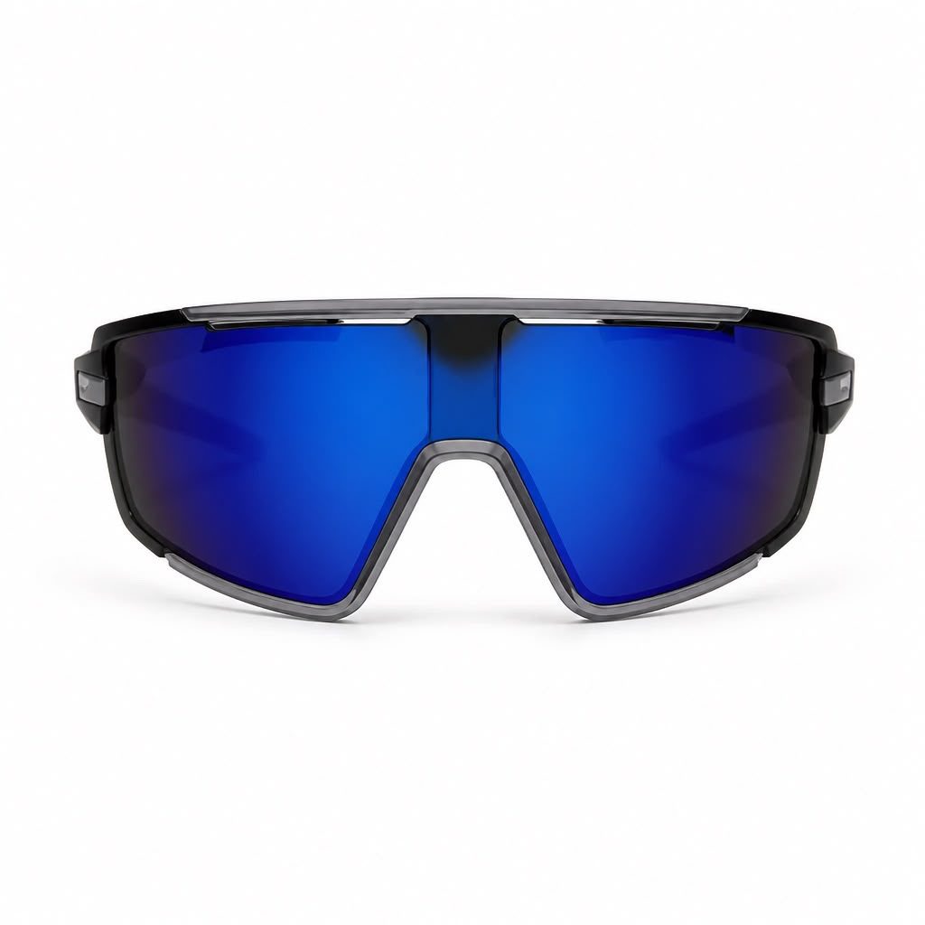Óculos esportivo com lente azul espelhada